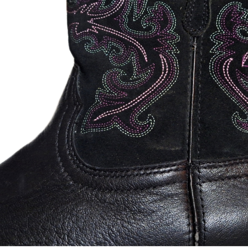 Ariat Women’s Fatbaby Black and Purple Suede Top Western Boots/Booties 9 - Picture 8 of 10